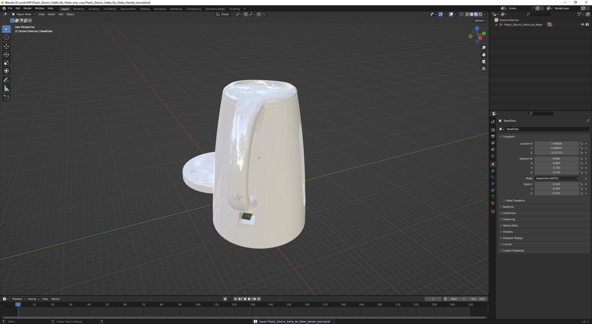 Plastic Electric Kettle No Water 3D Model TurboSquid 2295509