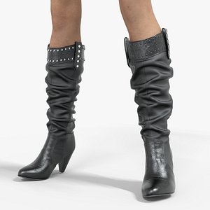 Chic Western Cowgirl Boots Low-poly
