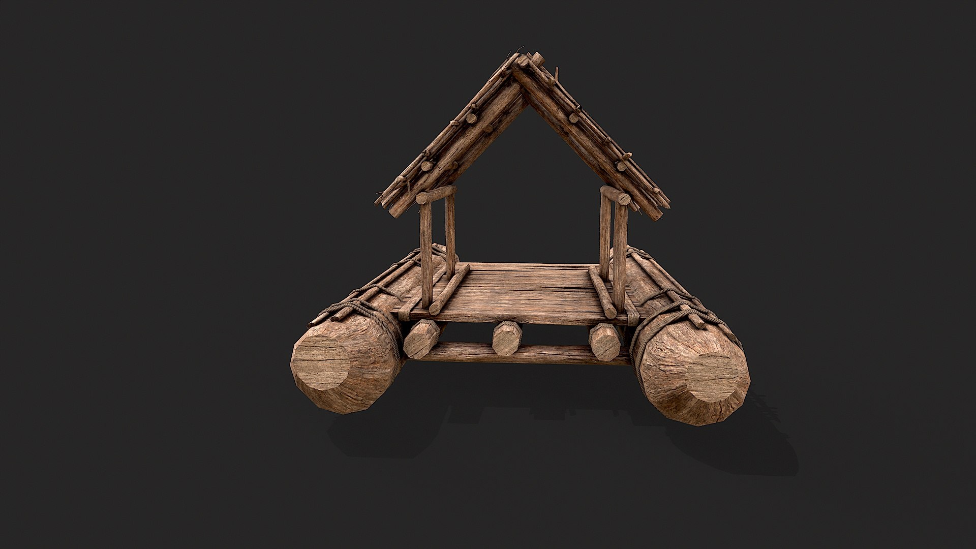 3D Primitive Wooden Raft Survival Boat PBR Collection Model ...