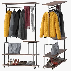 3D model industrial clothing rack