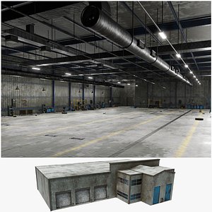 3D model Old Dirty Workshop Exterior and Interior All PBR Unity UE Textures