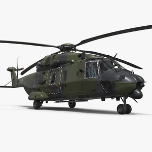 3D NH90 Army Multirole Helicopter Green Camo with Interior Rigged for Cinema 4D model