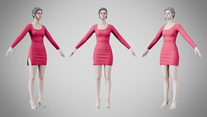 Dress 54 Maroon Flush model