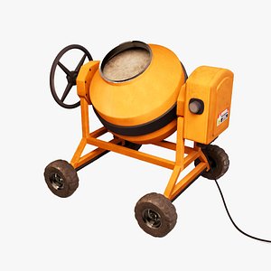 3D Portable Cement Mixer low-poly 3d model