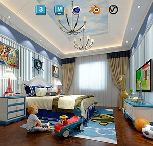 3D European style childrens room