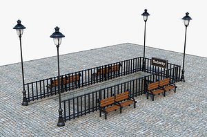 subway gate stair 3D model