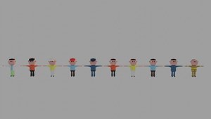 Lowpoly Cartoon Game Character Pack 3D model