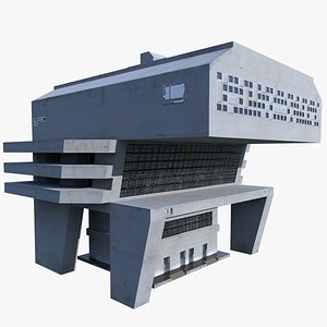 3D model Brutalist Cyberpunk Building Elevated Concrete Structure 4K PBR