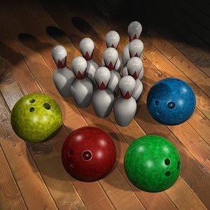 3d bowling balls pins model