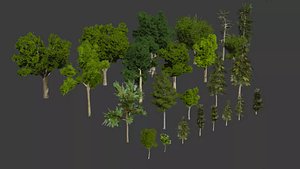 Trees29 trees - Forest pack - unity prefabs Low-poly 3D model 3D