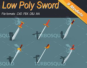 Low Poly Sword Isometric Icon 3D model