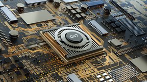 Metal technology capacitor electronic chip model scene