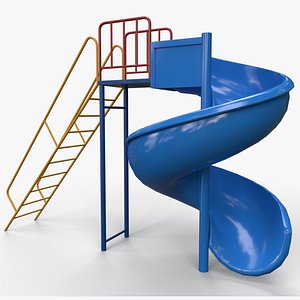 PBR Modular Outdoor Spiral Tube Slide C 3D model