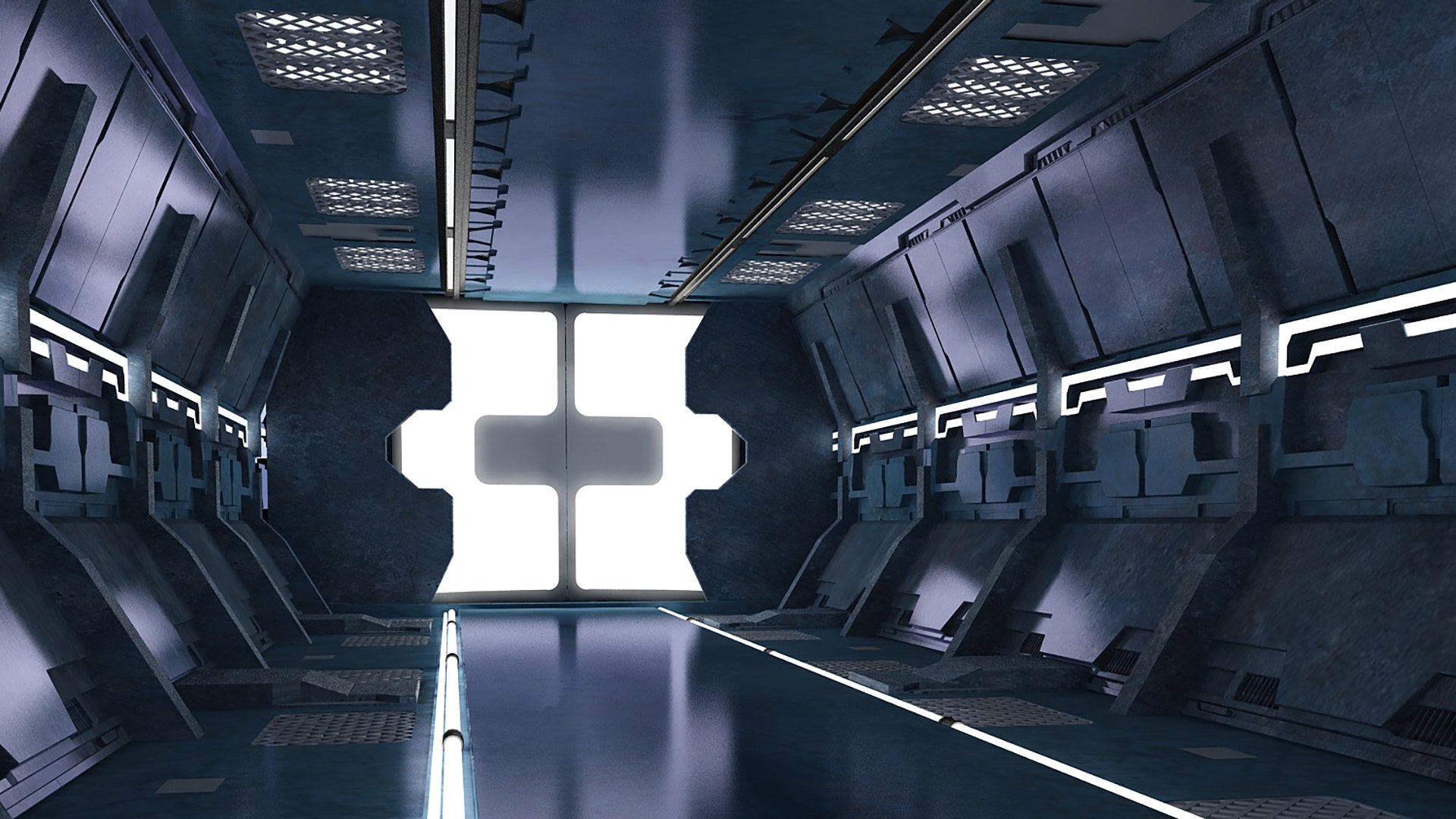 3D Science-fiction Gates space corridors mechanical 3D model ...