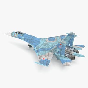3D Su-27 Flanker Russian Fighter Aircraft Old Rigged model