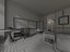 Escena interior de una habitación de hotel moderna de lujo