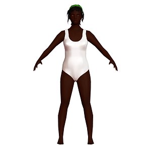 3D low-poly black woman swimsuit