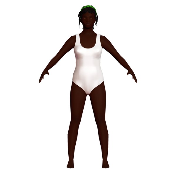 3D low-poly black woman swimsuit