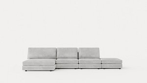 Arken U Module Sofa With Diviable Velvet Light Gray