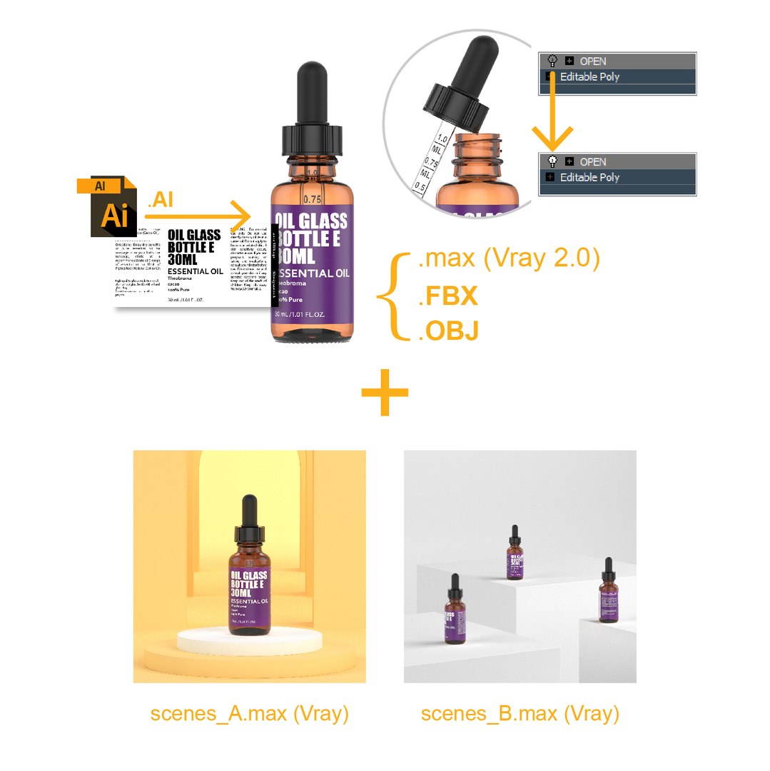 3D amber glass bottle oil https://p.turbosquid.com/ts-thumb/VO/kHzxyz/CC08nleu/essentialoilglassbottlee30mlpreview10/jpg/1581874538/1920x1080/fit_q87/579f4ae69b2377e588c6f9fece026780f5b0d939/essentialoilglassbottlee30mlpreview10.jpg
