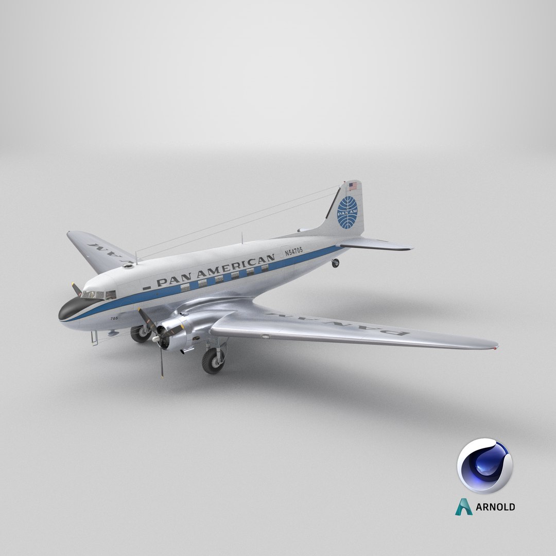 3D PAN AM DC3 Dakota SC model https://p.turbosquid.com/ts-thumb/VO/oxD0j5/bO/stemcell_cinema_4d_arnold_render/png/1769783361/1920x1080/fit_q87/d7113f413fe4fc11e5bb737af847d5fa622a5b95/stemcell_cinema_4d_arnold_render.jpg