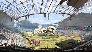 Abandoned Post-Apocalyptic Football Stadium Modular Environment Low-poly 3D model 3D model