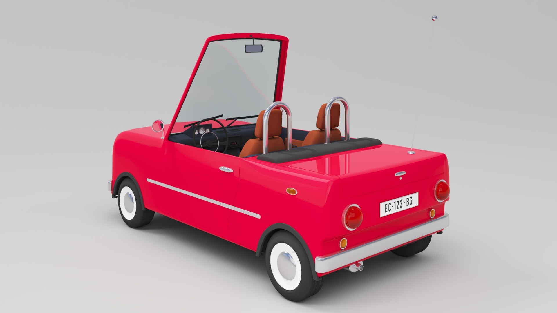 3D Cartoon Convertible Car Model 3D - TurboSquid 2084003