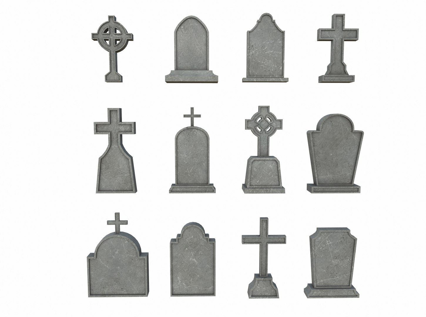 A Set Of Tombstone 3D Model - TurboSquid 1782325