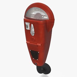 Vintage Street Parking Meter with Metal Housing Red Old