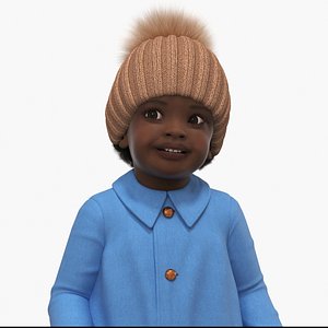 Black Toddler Girl Light Skin Autumn Style Standing Fur model