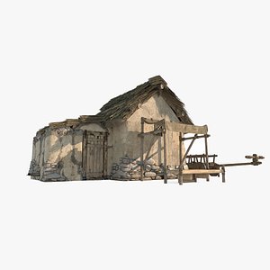 Medieval architecture thatched hut 3D