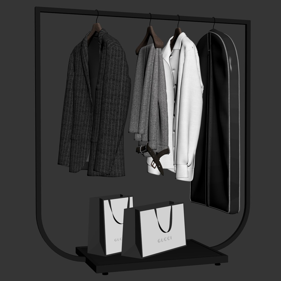 3D Rack With Clothes 02 Model - TurboSquid 2343908