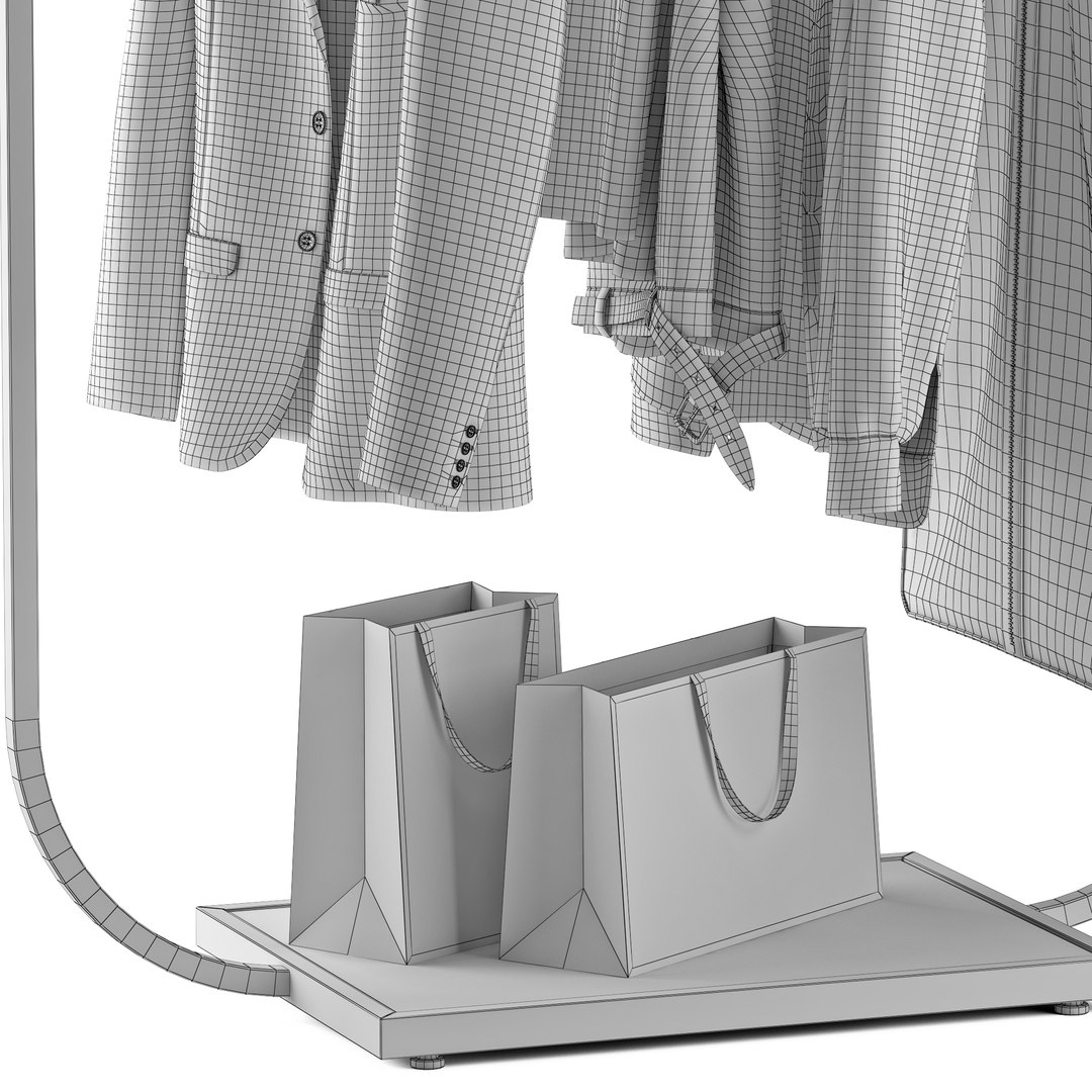 3D Rack With Clothes 02 Model - TurboSquid 2343908