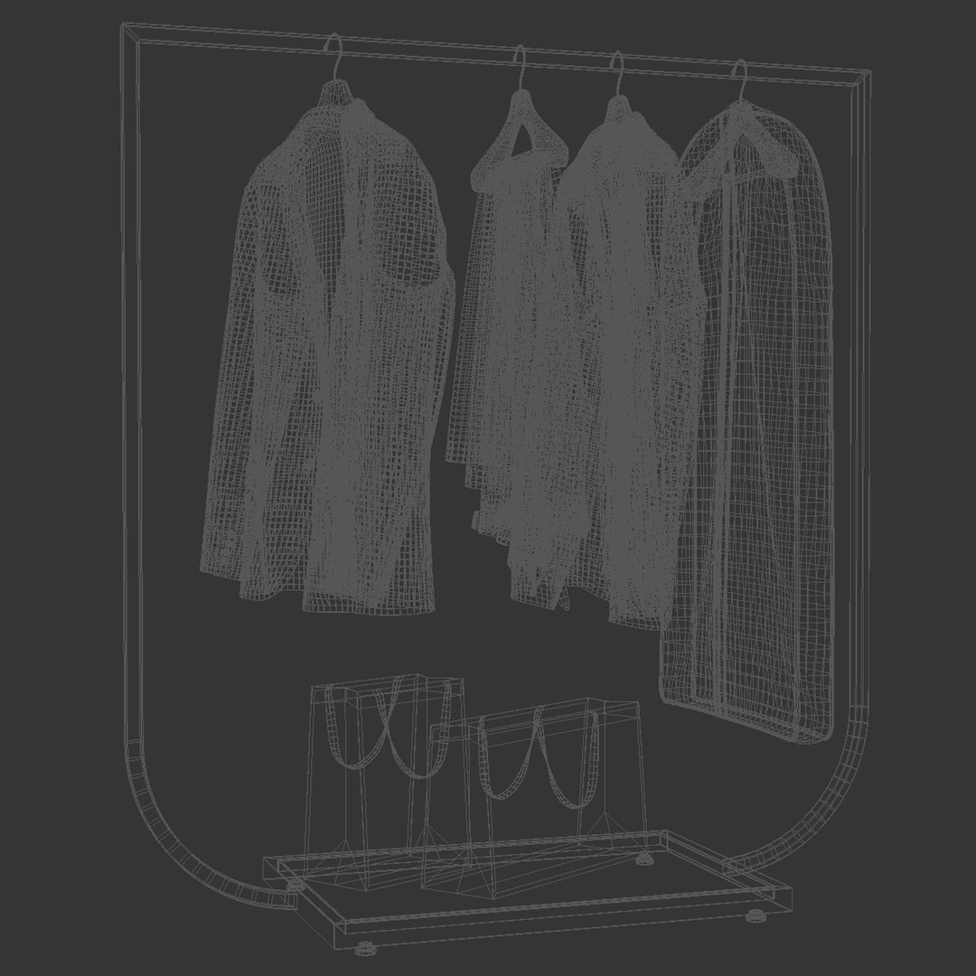 3D Rack With Clothes 02 Model - TurboSquid 2343908