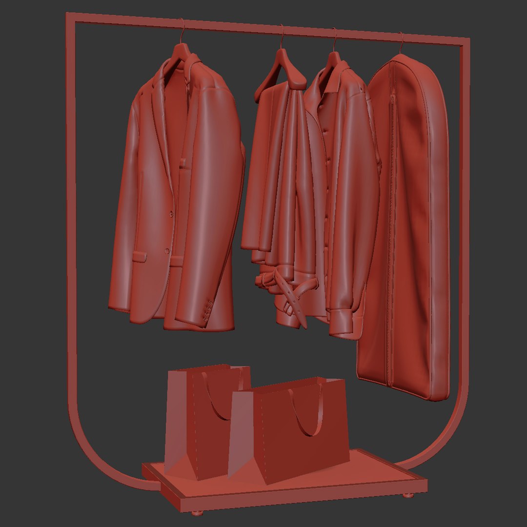 3D Rack With Clothes 02 Model - TurboSquid 2343908
