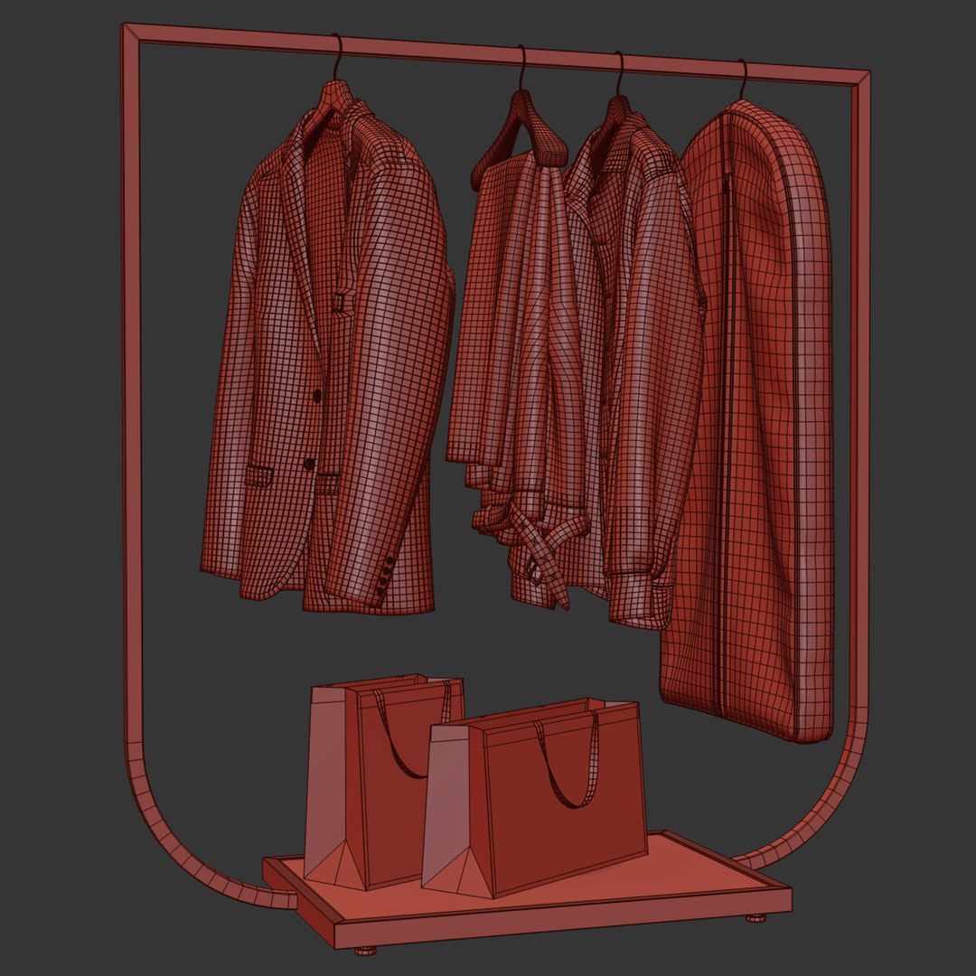3D Rack With Clothes 02 Model - TurboSquid 2343908