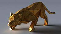 tiger lowpoly 3D print model Low-poly 3D model