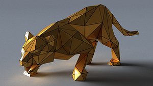 tiger lowpoly 3D print model Low-poly 3D model