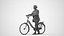 00407Jane001 - Femme caucasienne adulte se déplaçant à vélo avec un sac, vêtue d'une tenue de mi-saison.