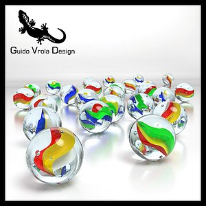 3d colored marbles model