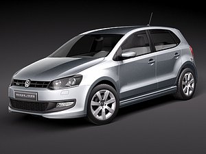 volkswagen polo 2010 blue 3d model