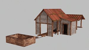 3D Medieval Sawmill  Textile model