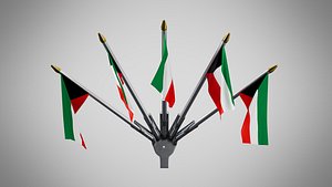 3D model Wall Mount Flags 5 Of Kuwait
