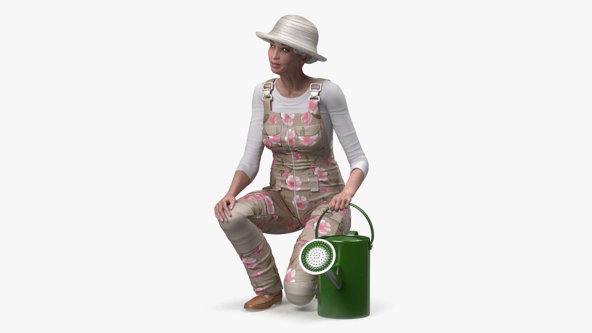Gardener Chinese Old Lady Sitting 3D model preview