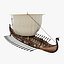 Viking long ship with rowing animation