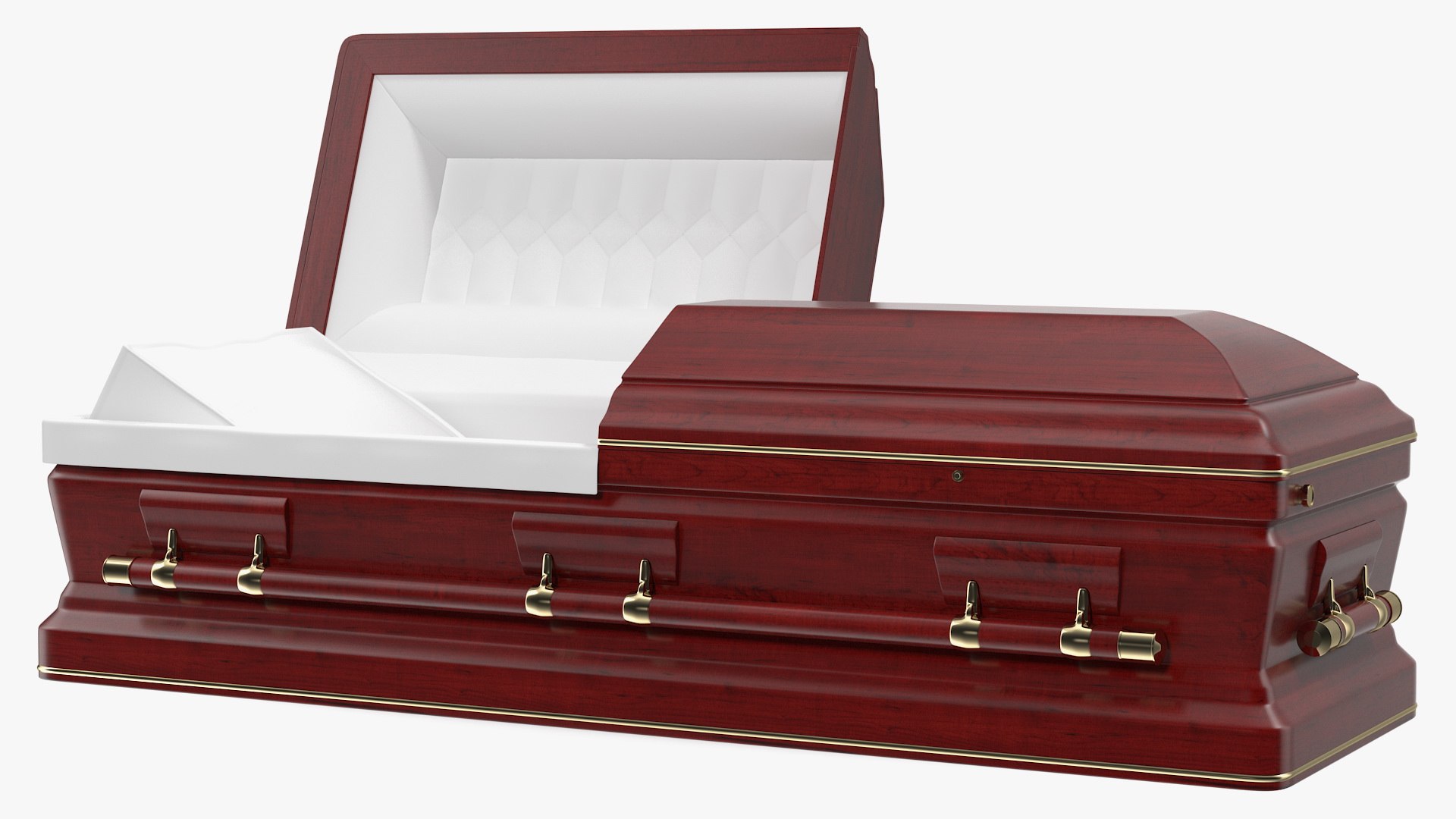 Opened Wooden Funeral Casket 3D model preview