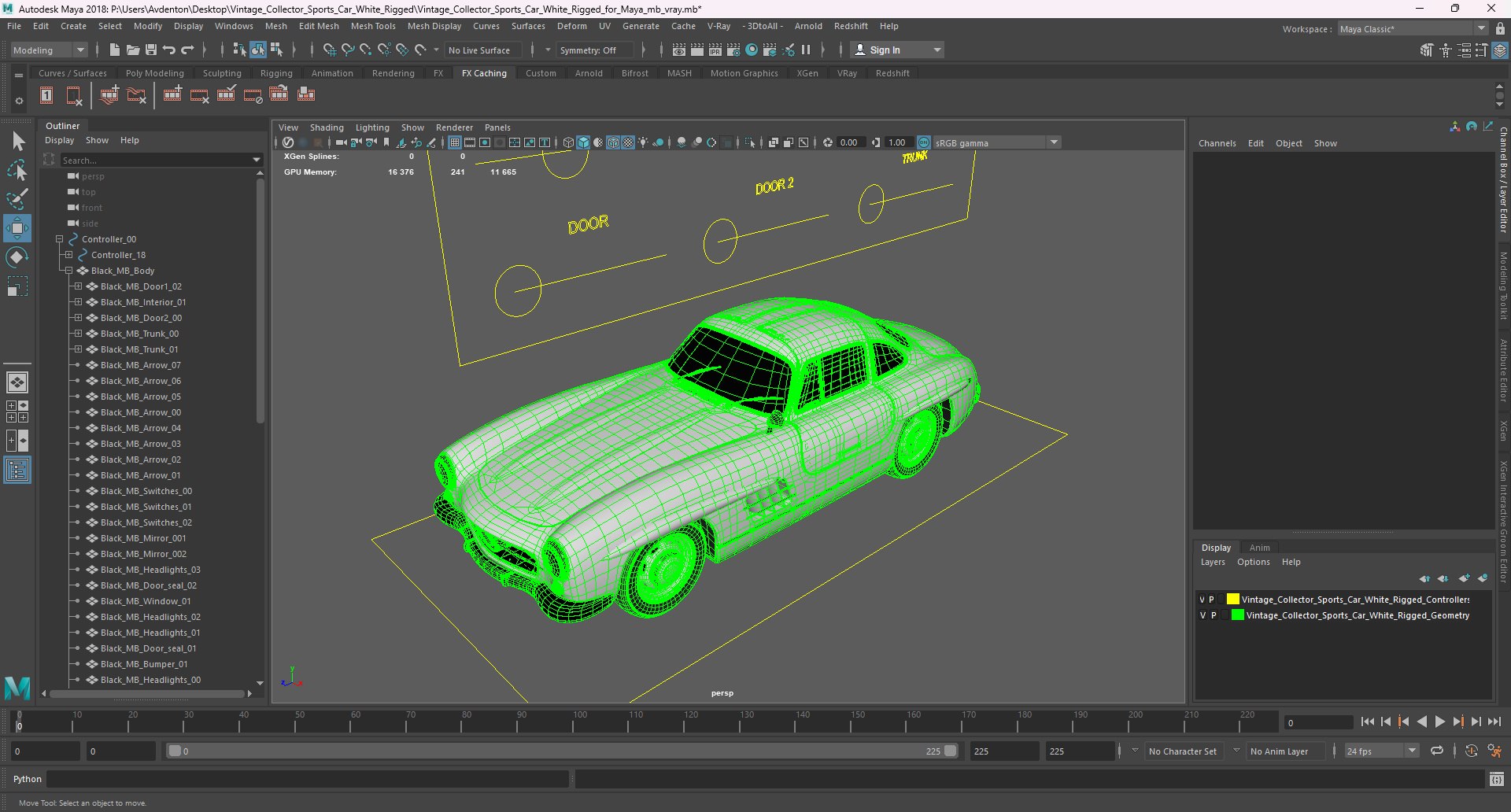 3D Vintage Collector Sports Car White Rigged For Maya Model ...