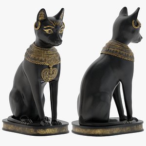 Ancient Egyptian Cat Statue Black
