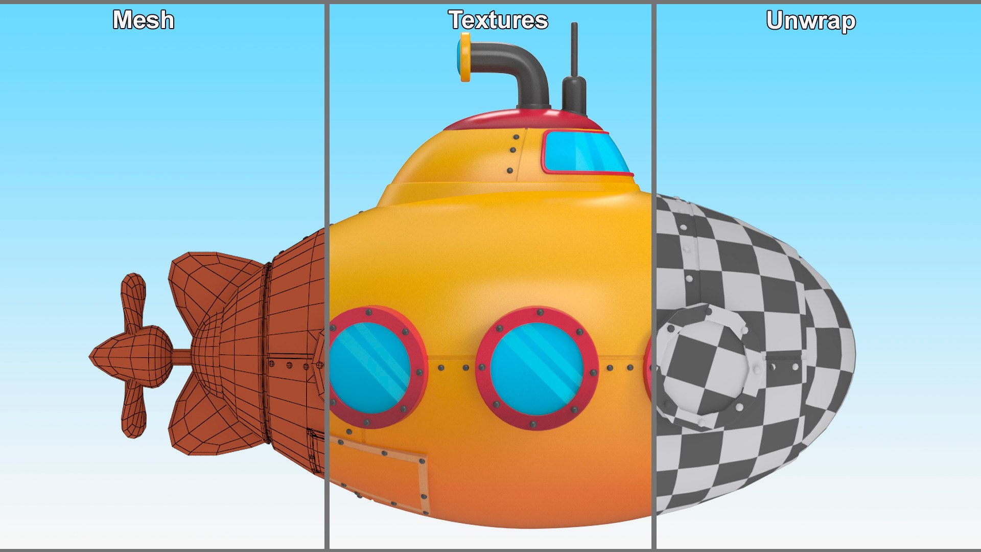 3D Cartoon Yellow Submarine https://p.turbosquid.com/ts-thumb/VP/wFqlIh/j1/cartoonyellowsubmarinevray3dmodel017/jpg/1710684766/1920x1080/fit_q87/dcd6d15841ee59e3e17de04d18d01a66c9a9e699/cartoonyellowsubmarinevray3dmodel017.jpg
