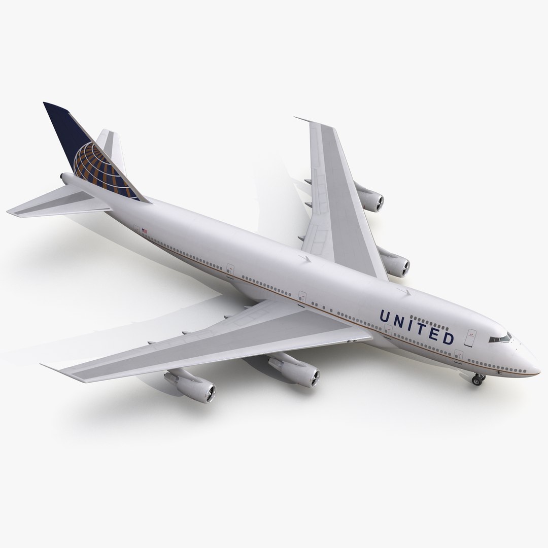 Boeing 747-200B United 3D model preview